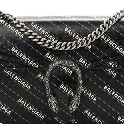Gucci X BALENCIAGA Calfskin Logo Print Small Dionysus Shoulder Bag Black 8 of 11