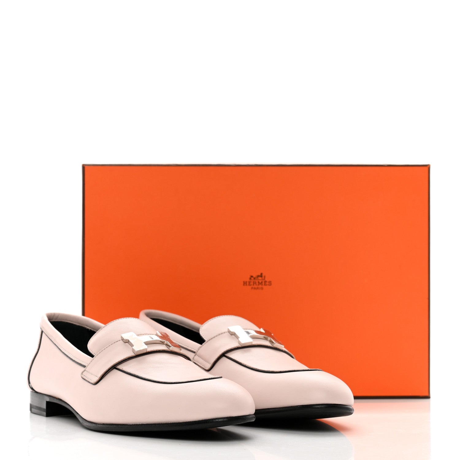 Hermes Calfskin Womens Paris Loafers 39.5 Rose Petale 9 of 9