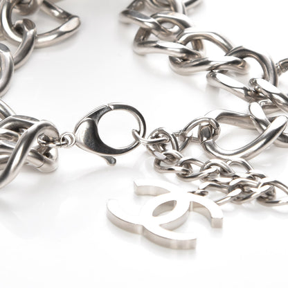 Chanel Tweed CC Oversized Padlock Chain Necklace Black Silver 4 of 5