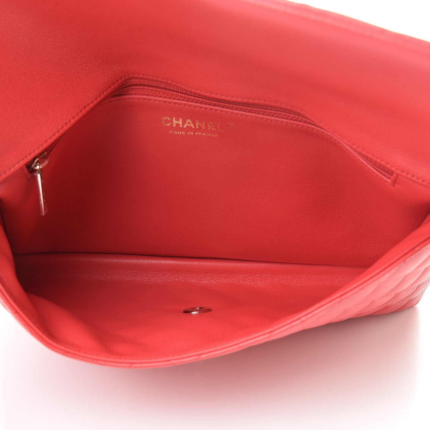 Caviar Quilted Flap Clutch Red