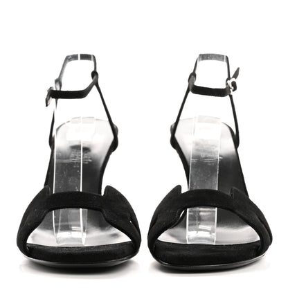 Hermes Suede Goatskin Heden 80 Sandals 36.5 Black 2 of 8