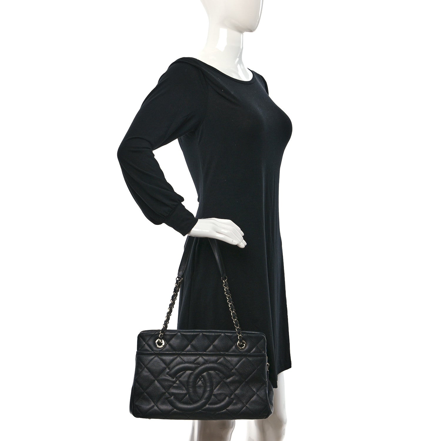 Chanel Caviar Quilted CC Timeless Soft Tote Black 2 of 8