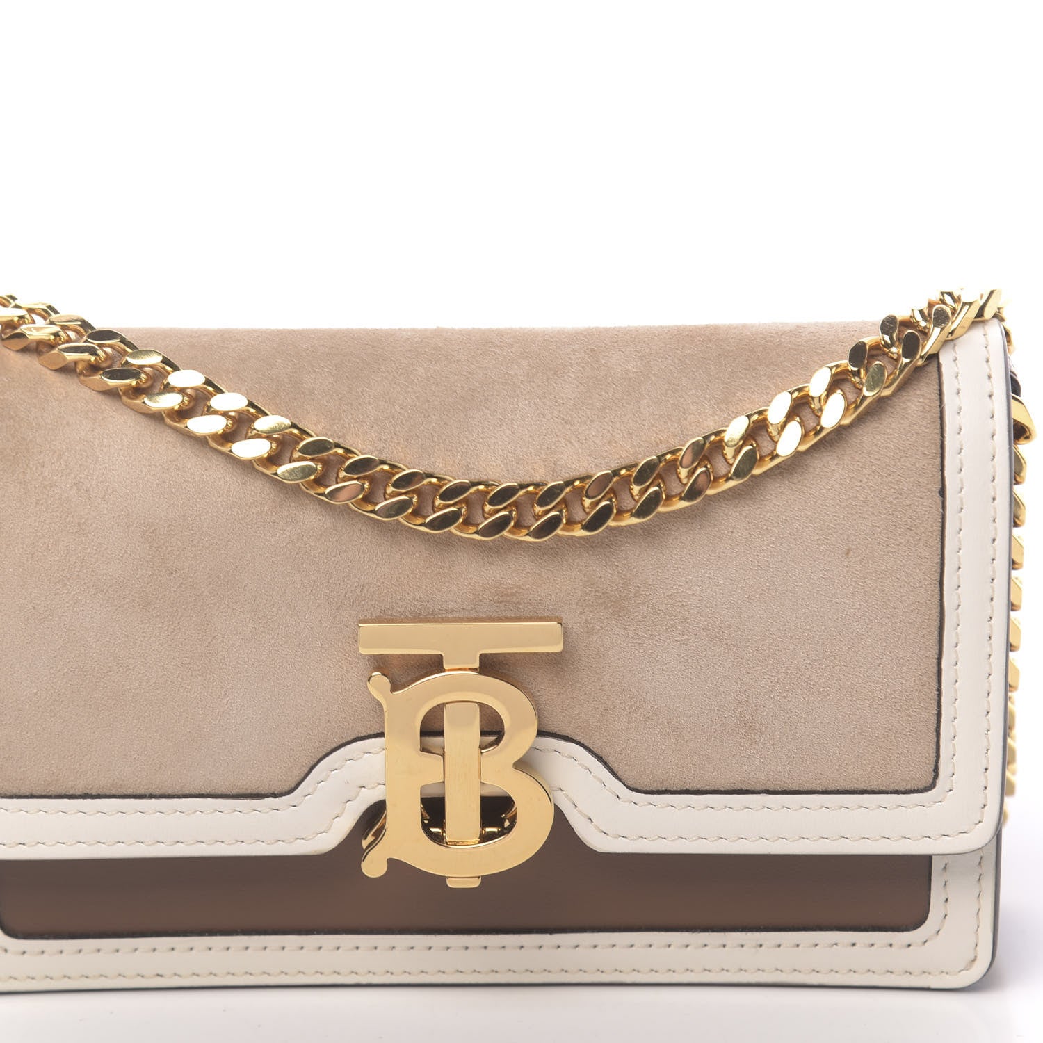 Burberry Suede Calfskin Large Jessie Chain TB Bag Biscuit 9 of 9