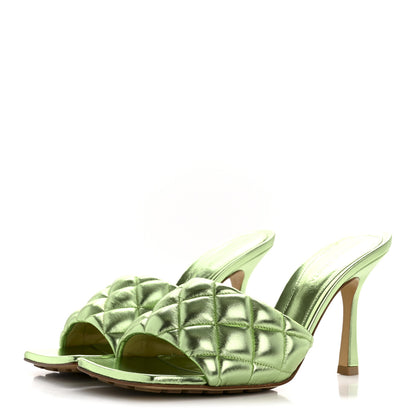 Bottega Veneta Metallic Nappa Reflection Matelasse Padded Mule Sandals 37.5 Pistachio 4 of 8