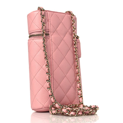 Chanel Caviar Quilted Phone Holder With Chain Pink 3 of 10