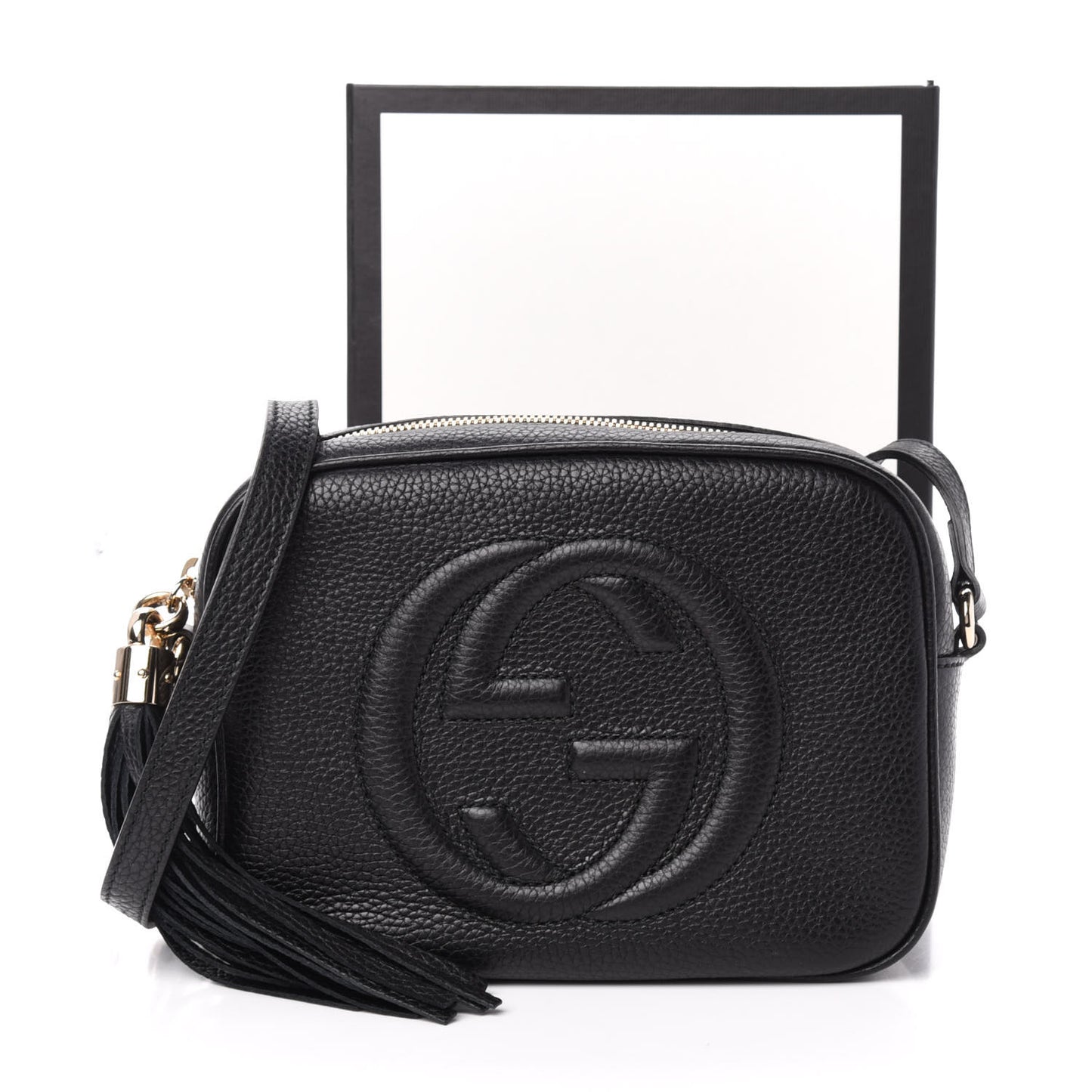 Pebbled Calfskin Small Soho Disco Bag Black
