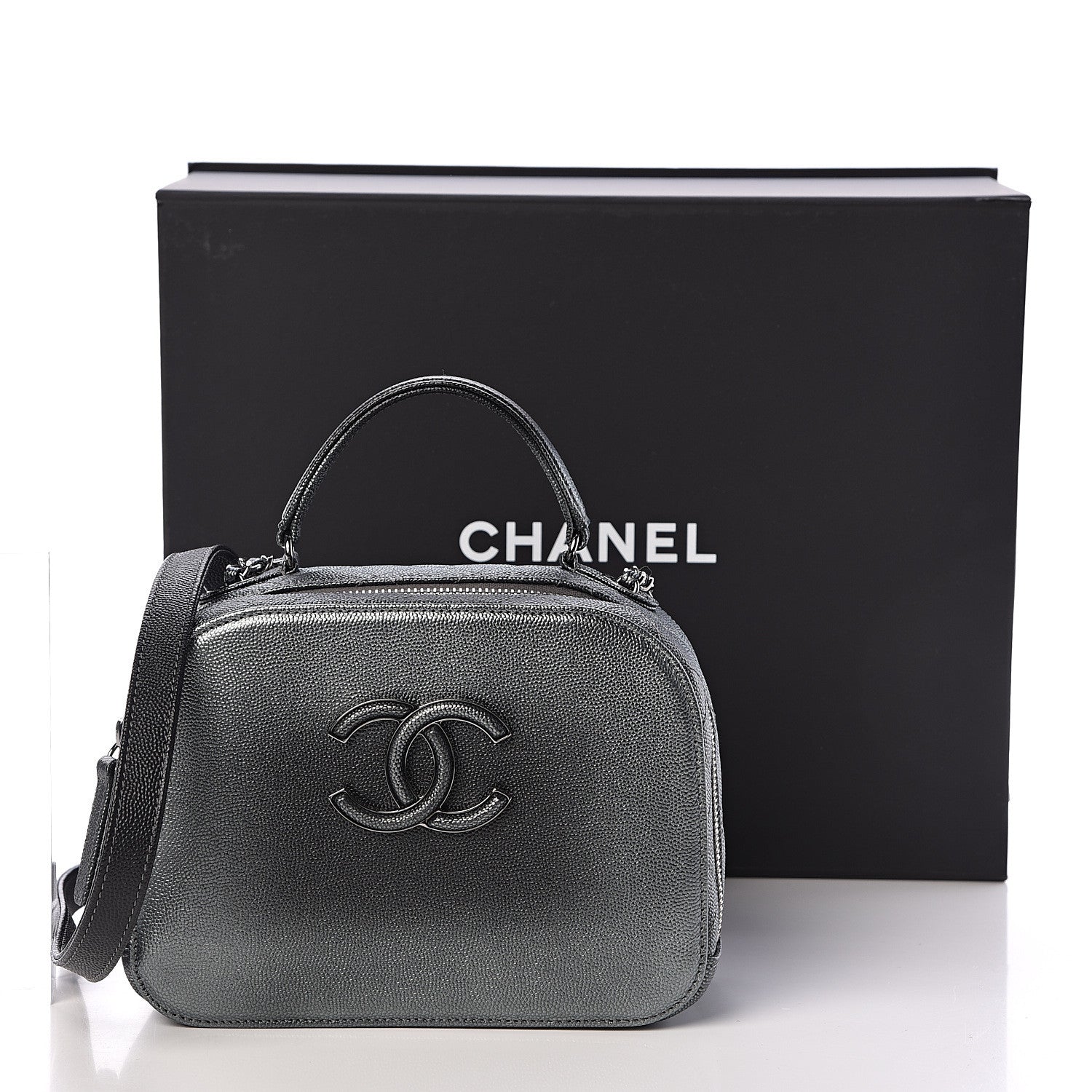 Chanel Metallic Caviar Small Coco Curve Vanity Bag Black Ruthenium 10 of 10