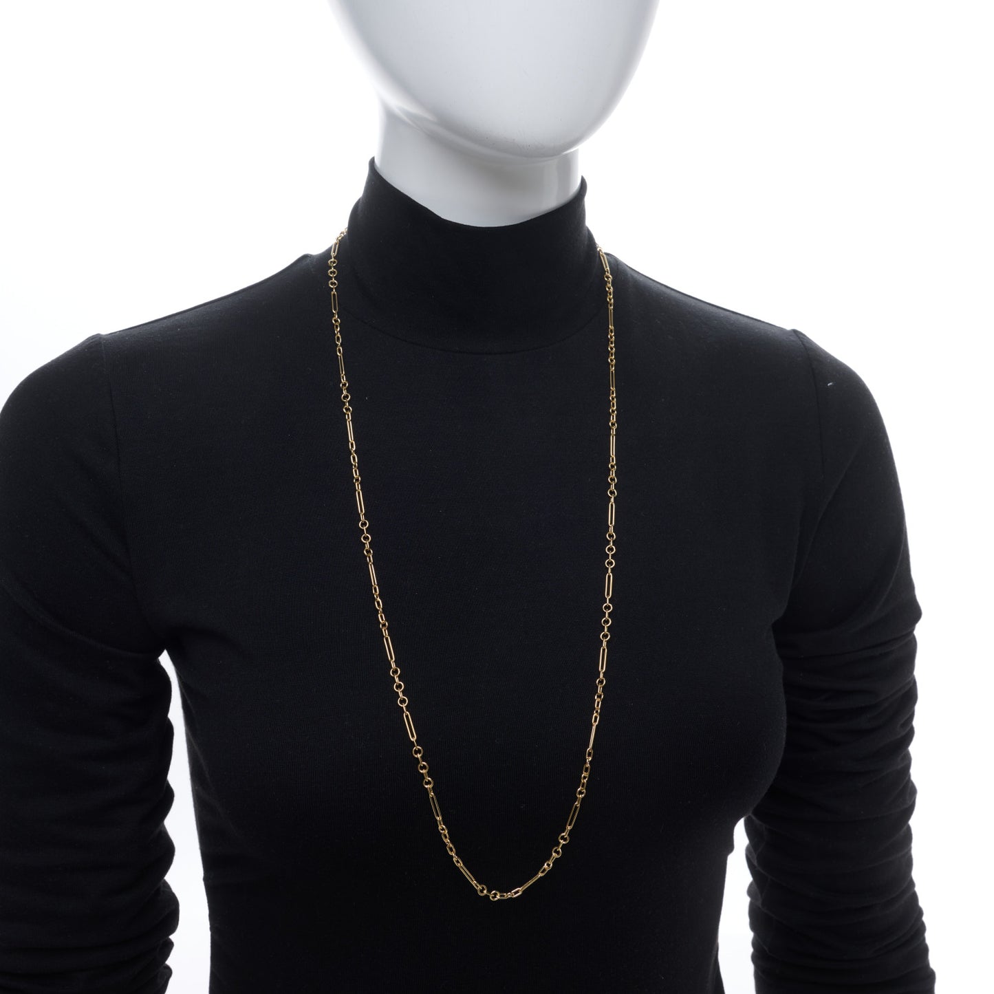 18K Yellow Gold Fine Mixed Clip Chain Necklace 32"