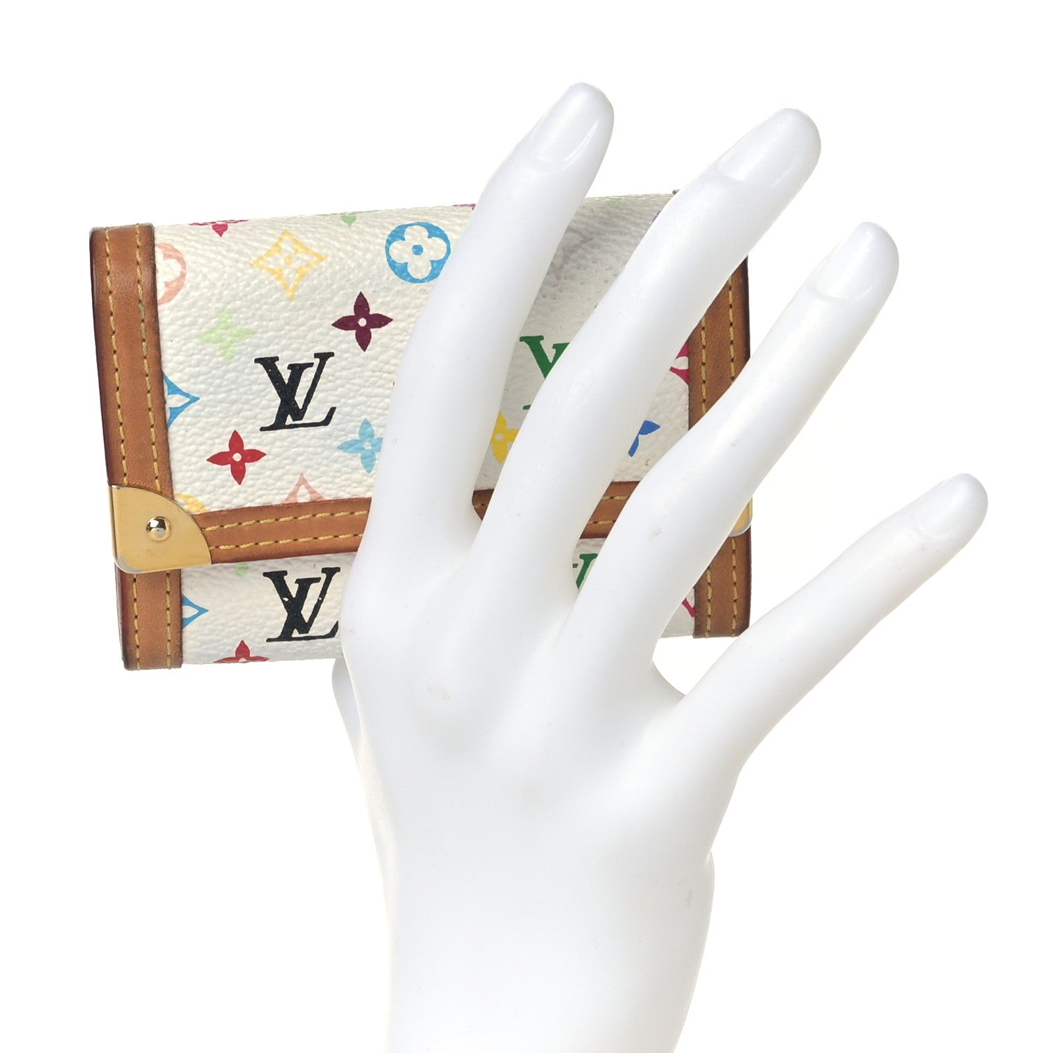 Louis Vuitton Monogram Multicolor Porte-Monnaie Plat Coin Purse White 2 of 9