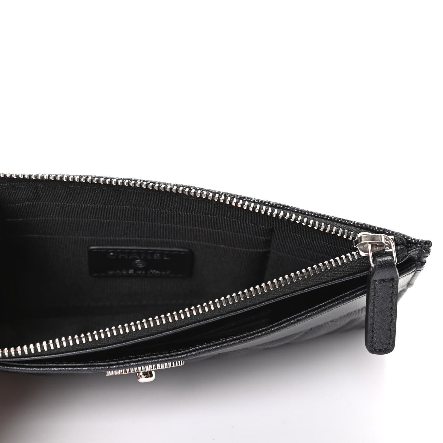 Caviar Quilted Mademoiselle Vintage Zip Pouch Black