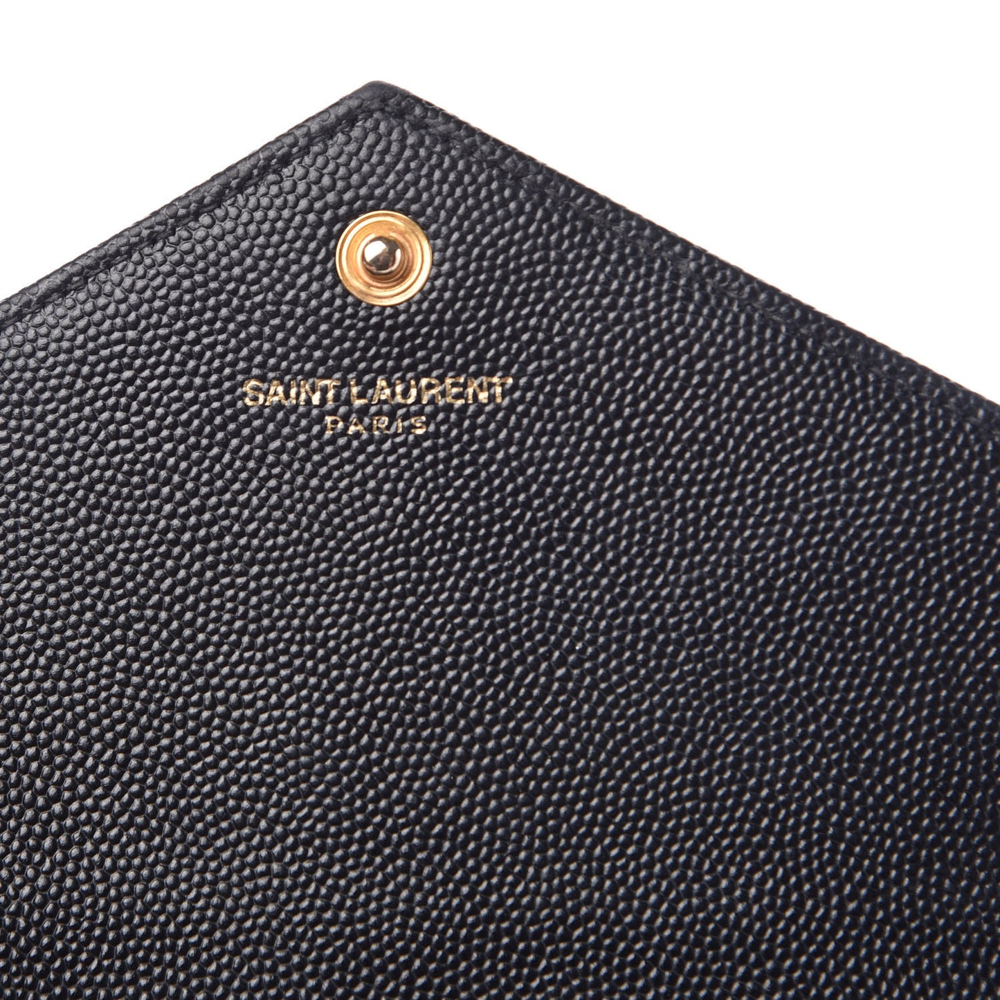 Grain De Poudre Matelasse Chevron Monogram Envelope Chain Wallet Black