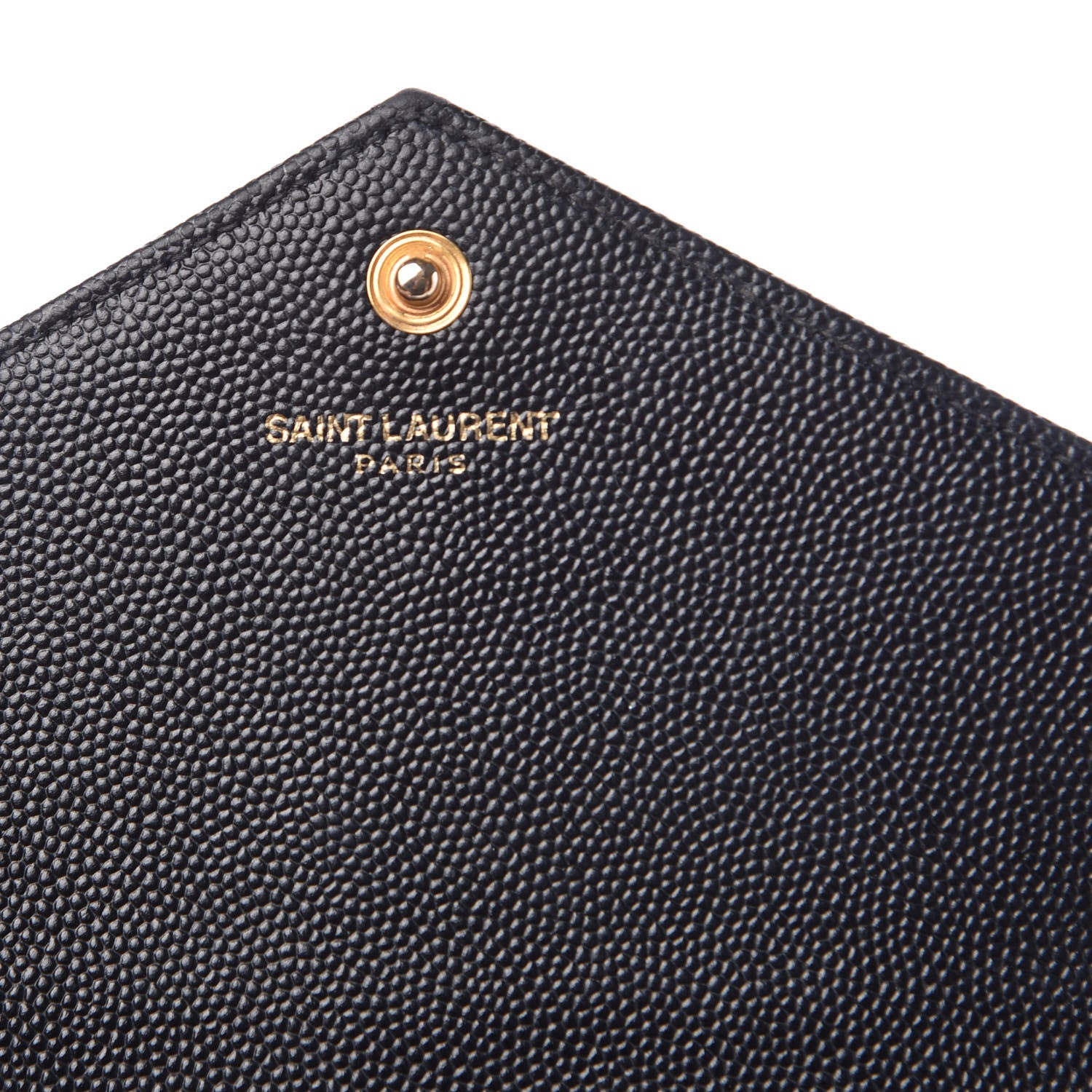 Saint Laurent Grain De Poudre Matelasse Chevron Monogram Envelope Chain Wallet Black 6 of 9