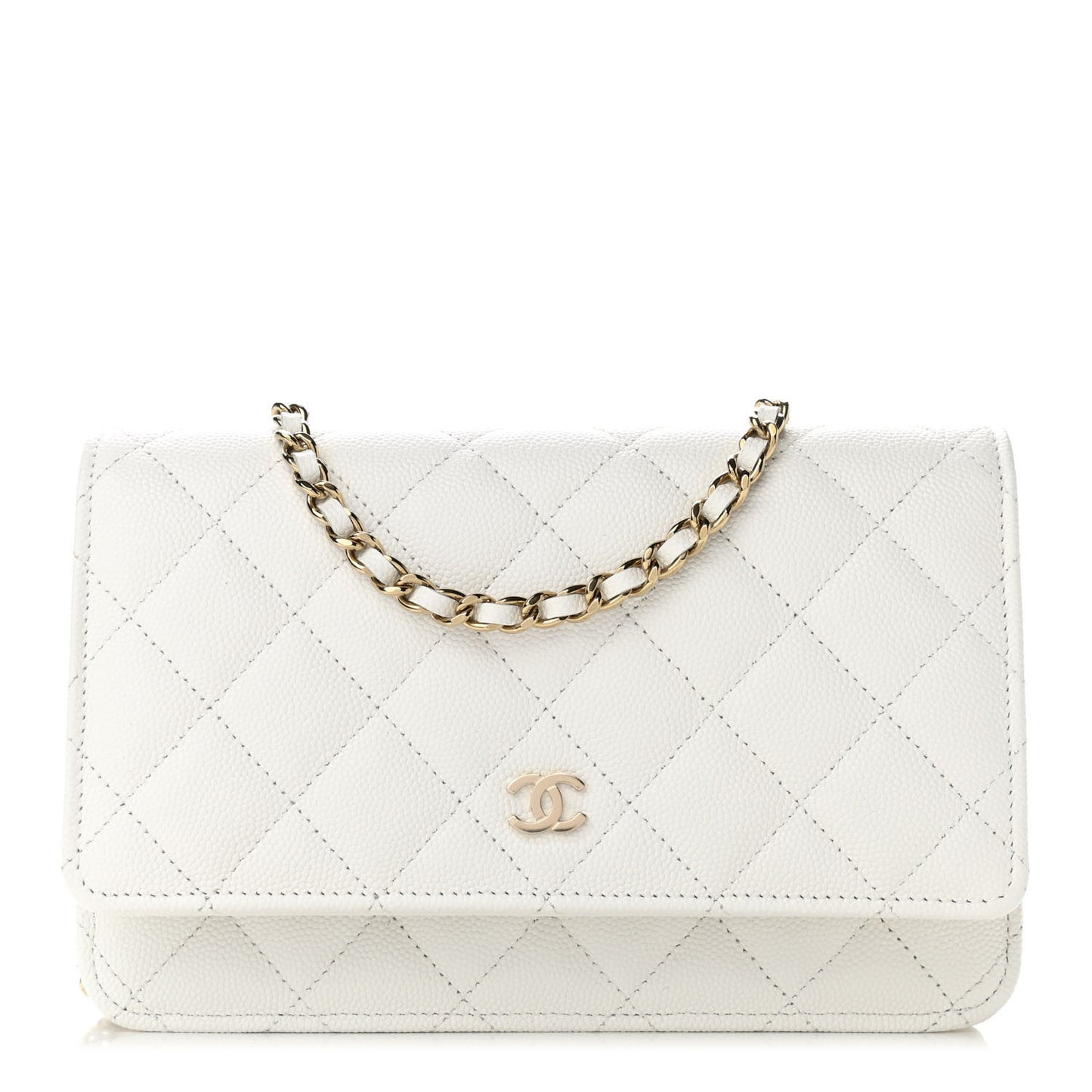 Caviar Quilted Wallet On Chain WOC White