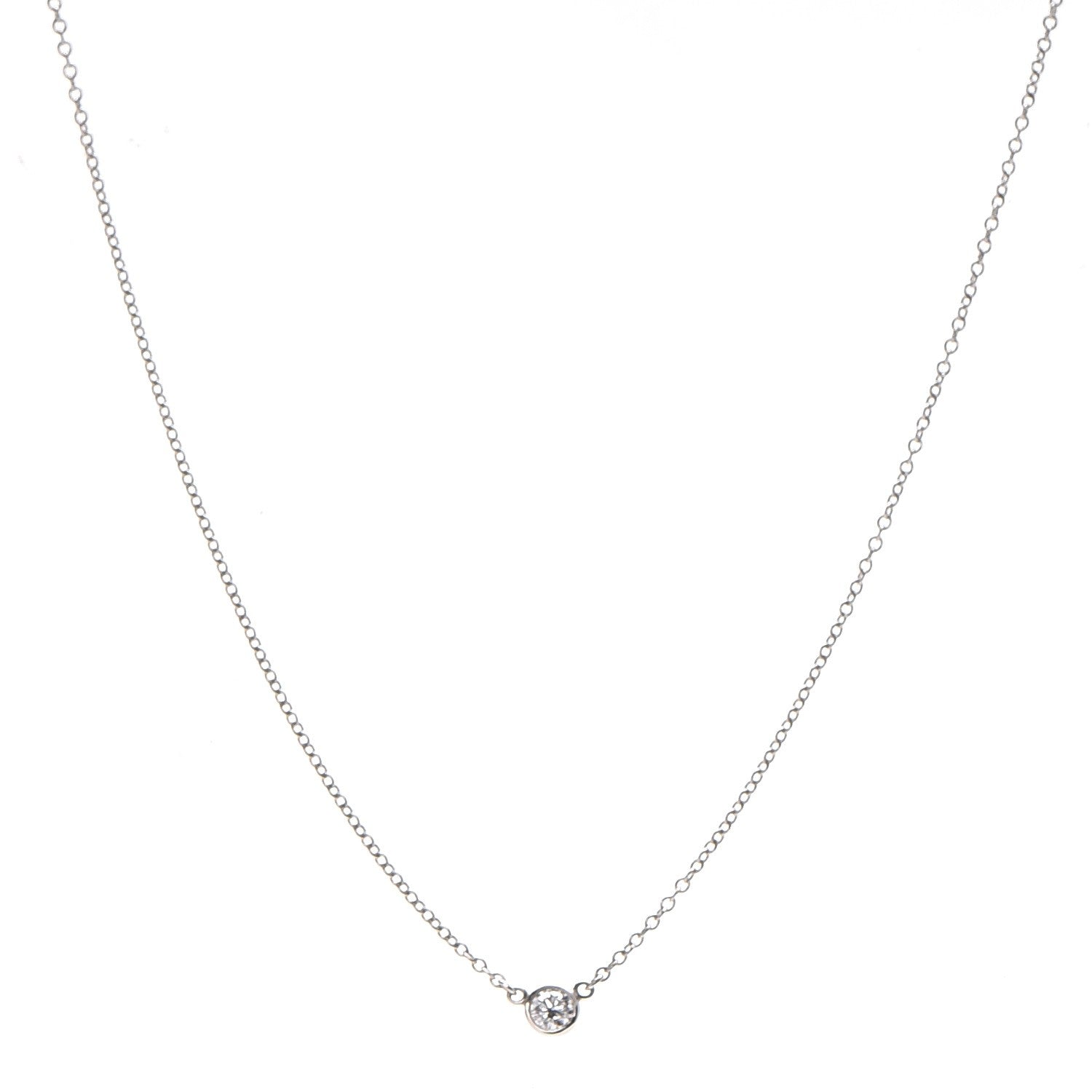 Tiffany Platinum Diamond .08ct Elsa Peretti Diamonds by the Yard Pendant Necklace 1 of 8