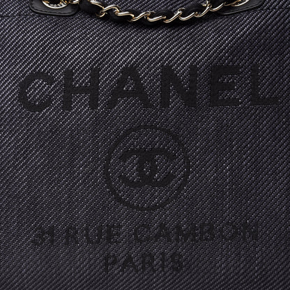 Chanel Mixed Fibers Calfskin Medium Deauville Tote Blue 11 of 11