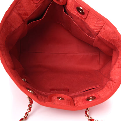 Chanel Mixed Fibers Striped Small Deauville Tote Red 4 of 15