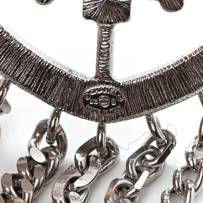 Chanel Baguette Crystal CC Shield Multi Strand Long Chain Brooch Silver 6 of 6