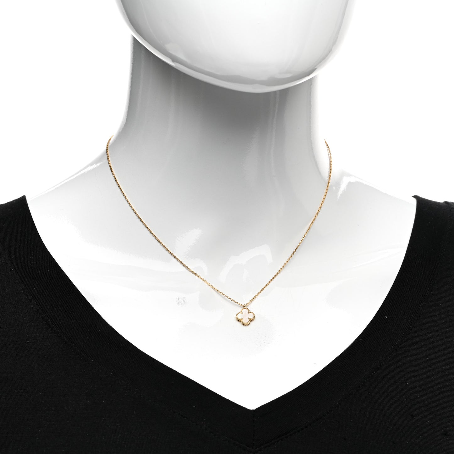 18K Yellow Gold Mother of Pearl Sweet Alhambra Pendant Necklace