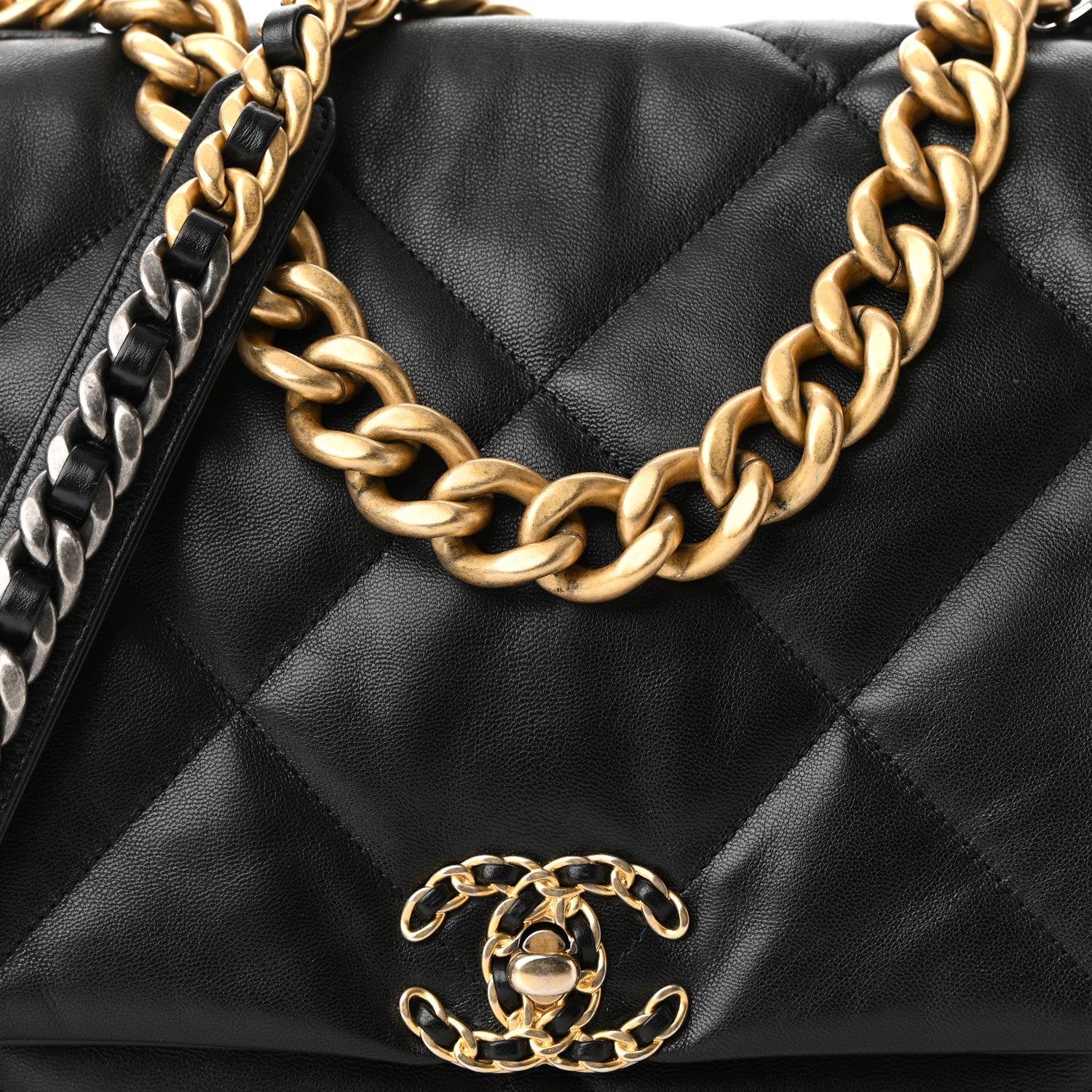 Chanel Goatskin Quilted Maxi Chanel 19 Flap Black 8 of 11