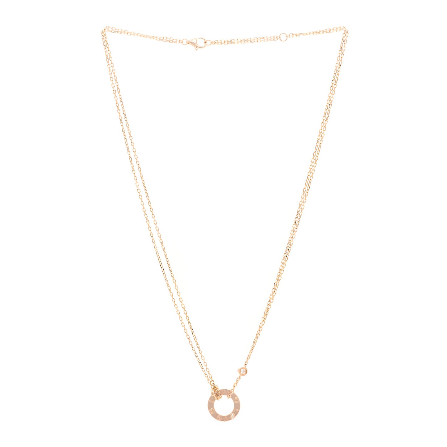 18K Pink Gold 2 Diamond LOVE Necklace
