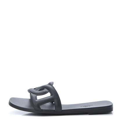 Hermes Rubber Aloha Sandals 39 Black 1 of 8