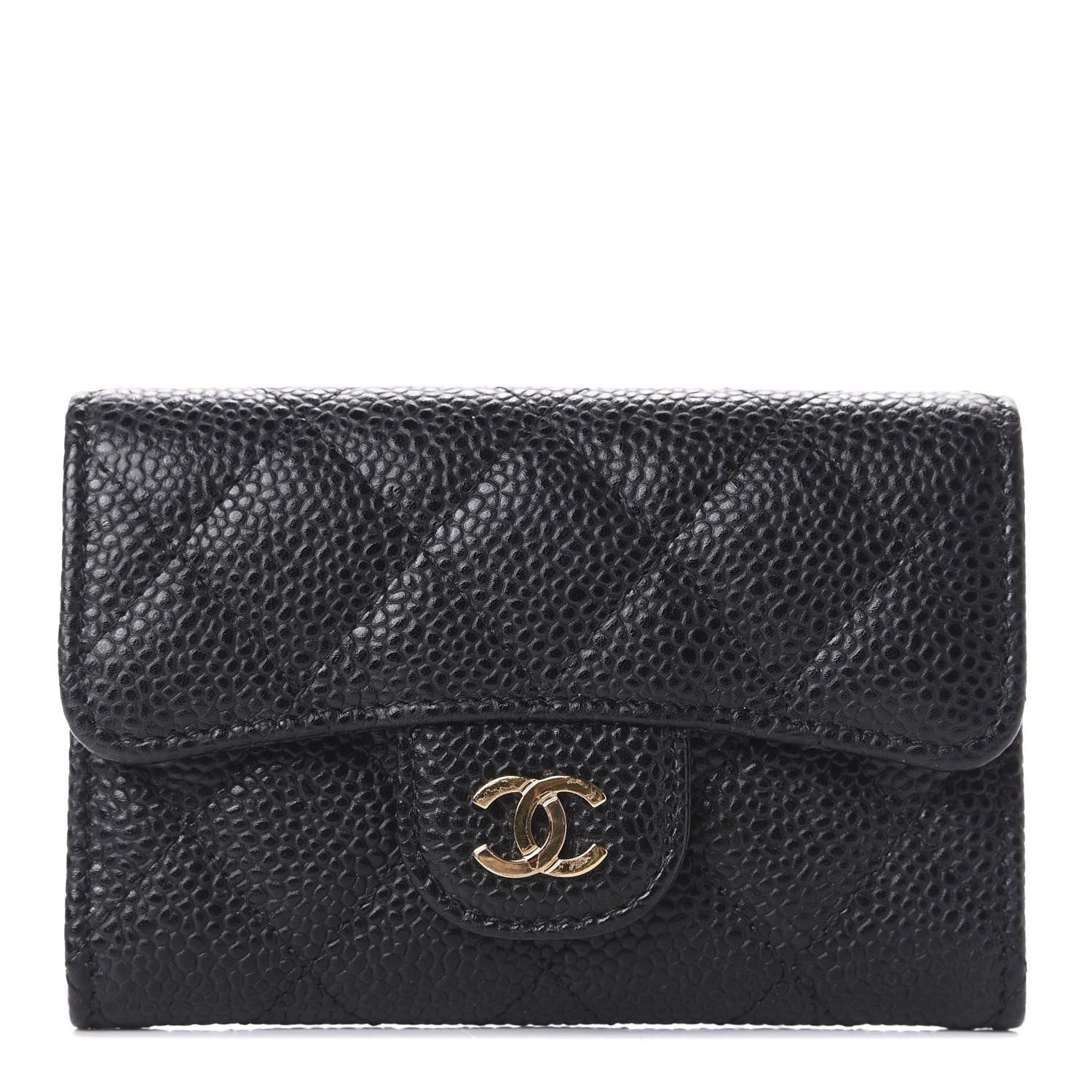 Chanel Caviar Quilted Flap Card Holder Wallet Black 1 of 10