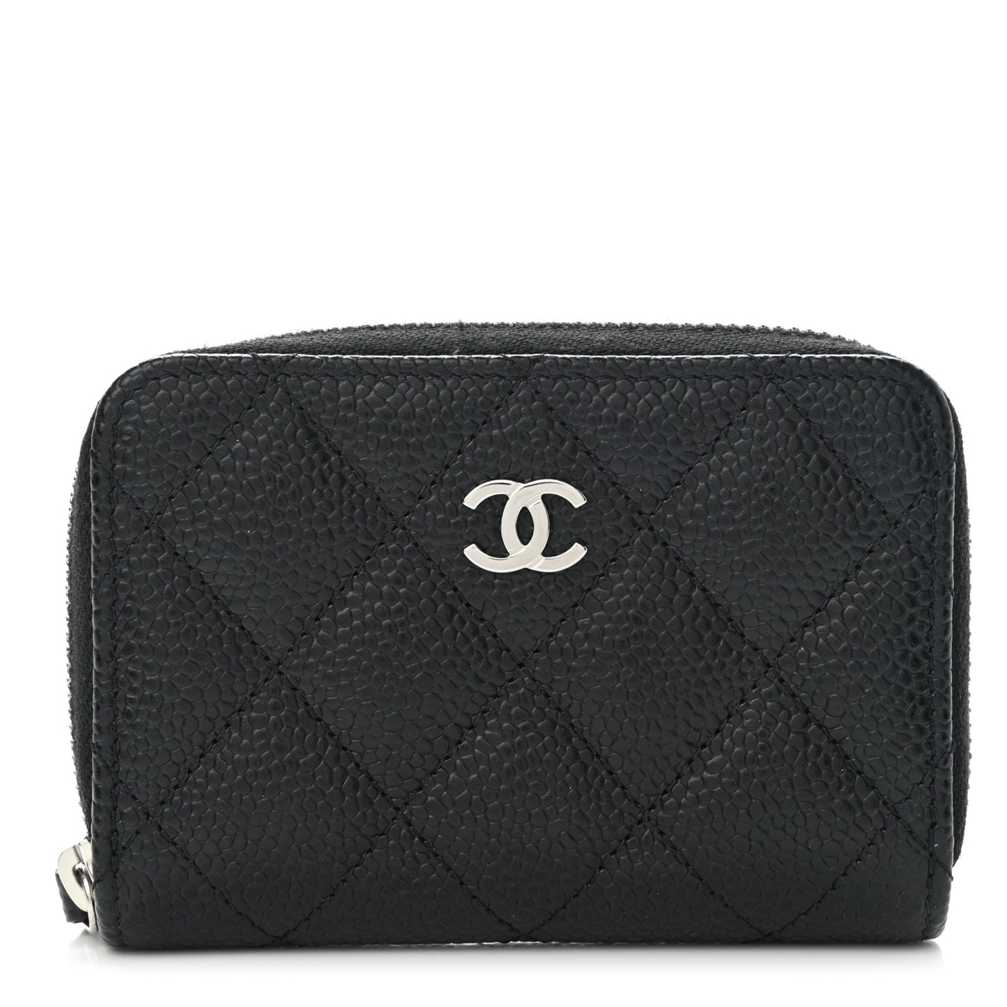 Caviar Quilted Classic Zipped Coin Purse Black