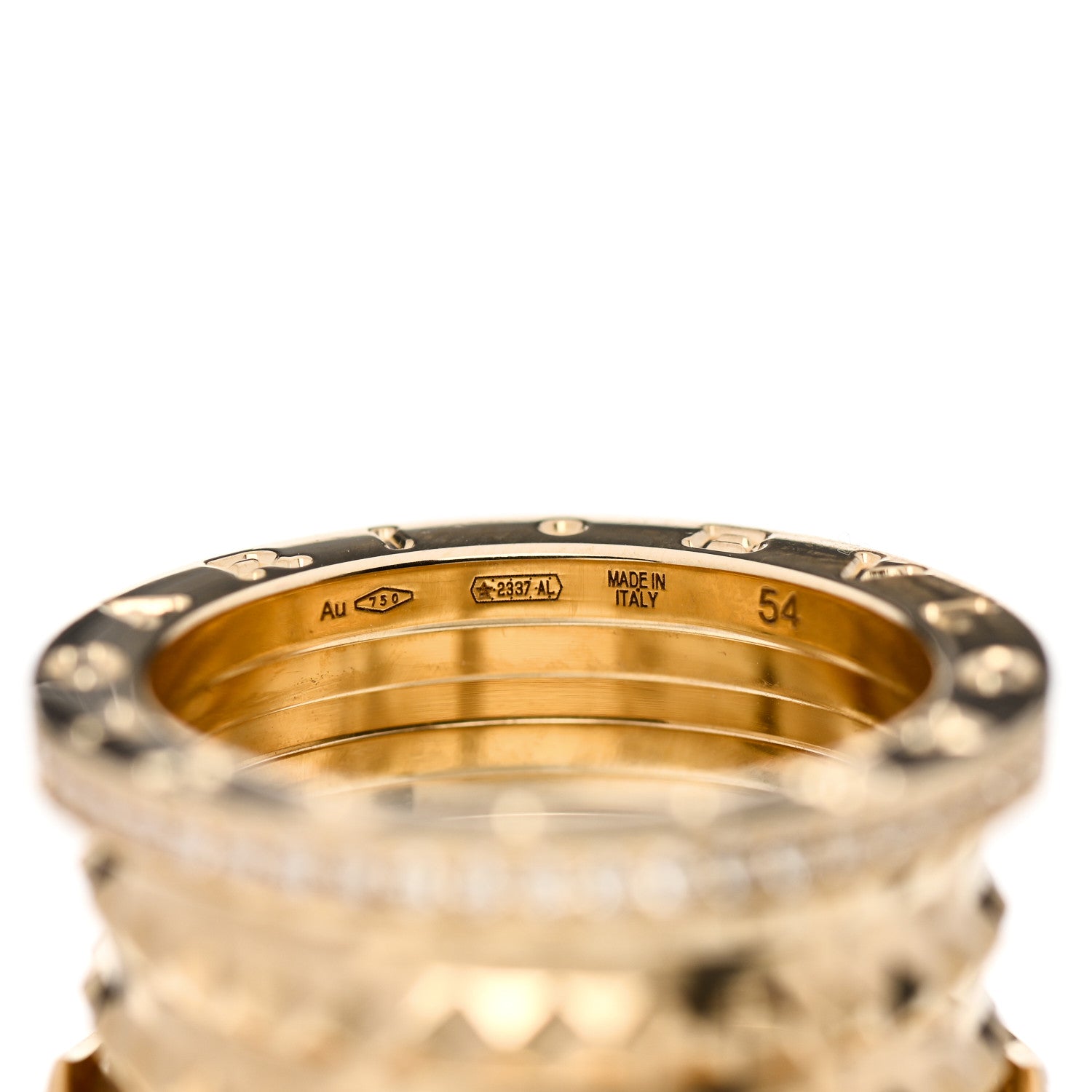 Bulgari 18K Yellow Gold Diamond B.Zero1 Rock Four-Band Pave Ring 54 6.75 5 of 7