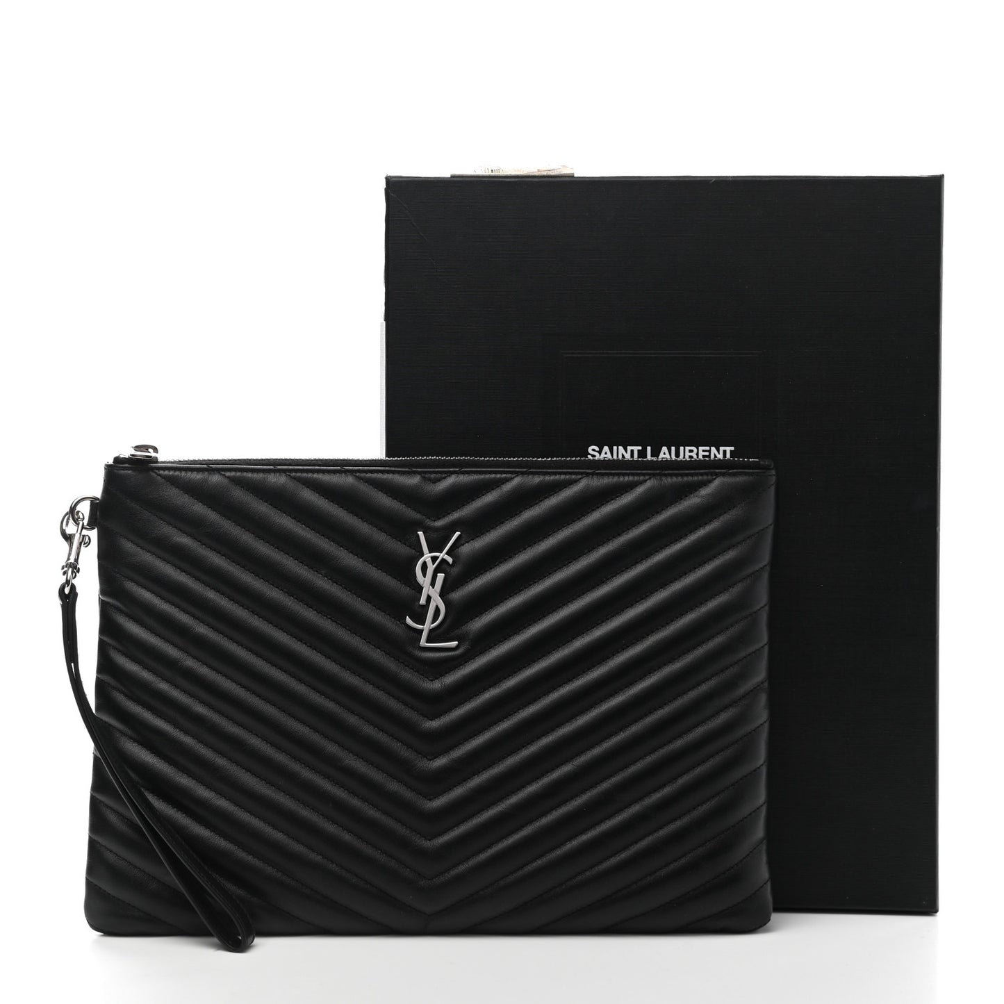 Calfskin Matelasse Monogram Cassandre Tablet Pouch Black