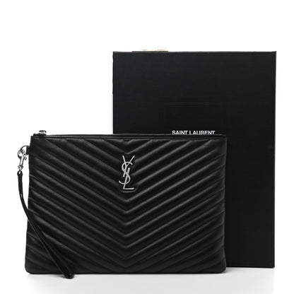 Saint Laurent Calfskin Matelasse Monogram Cassandre Tablet Pouch Black 11 of 11