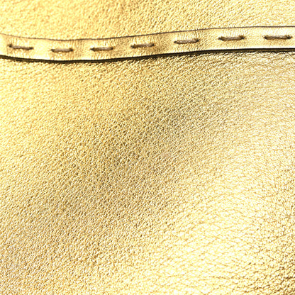 Fendi Vitello Catalan Mirror Plexiglass Logo Embossed Medium Fendi Sunshine Shopper Tote Gold 11 of 12