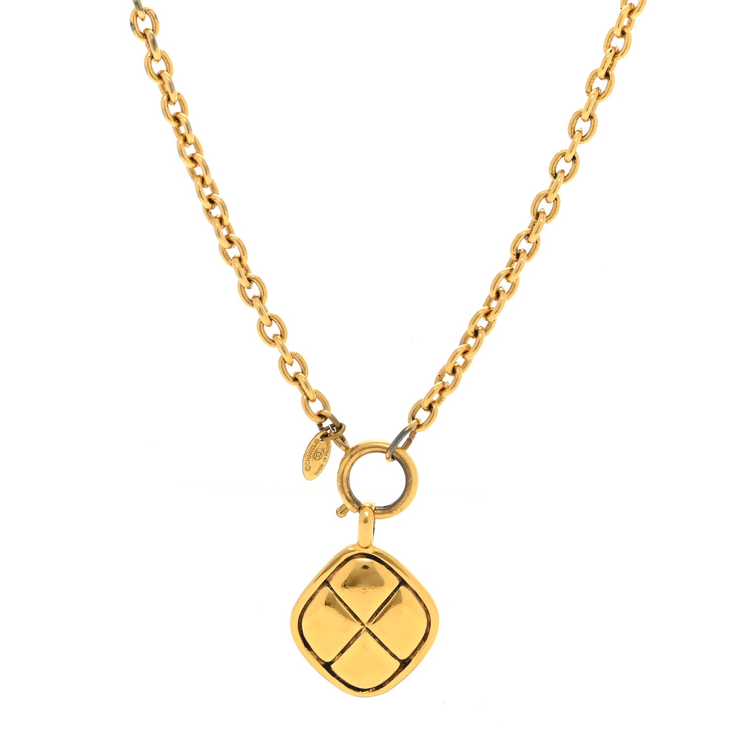 Chanel Quilted Pendant Chain Necklace Gold 1 of 4