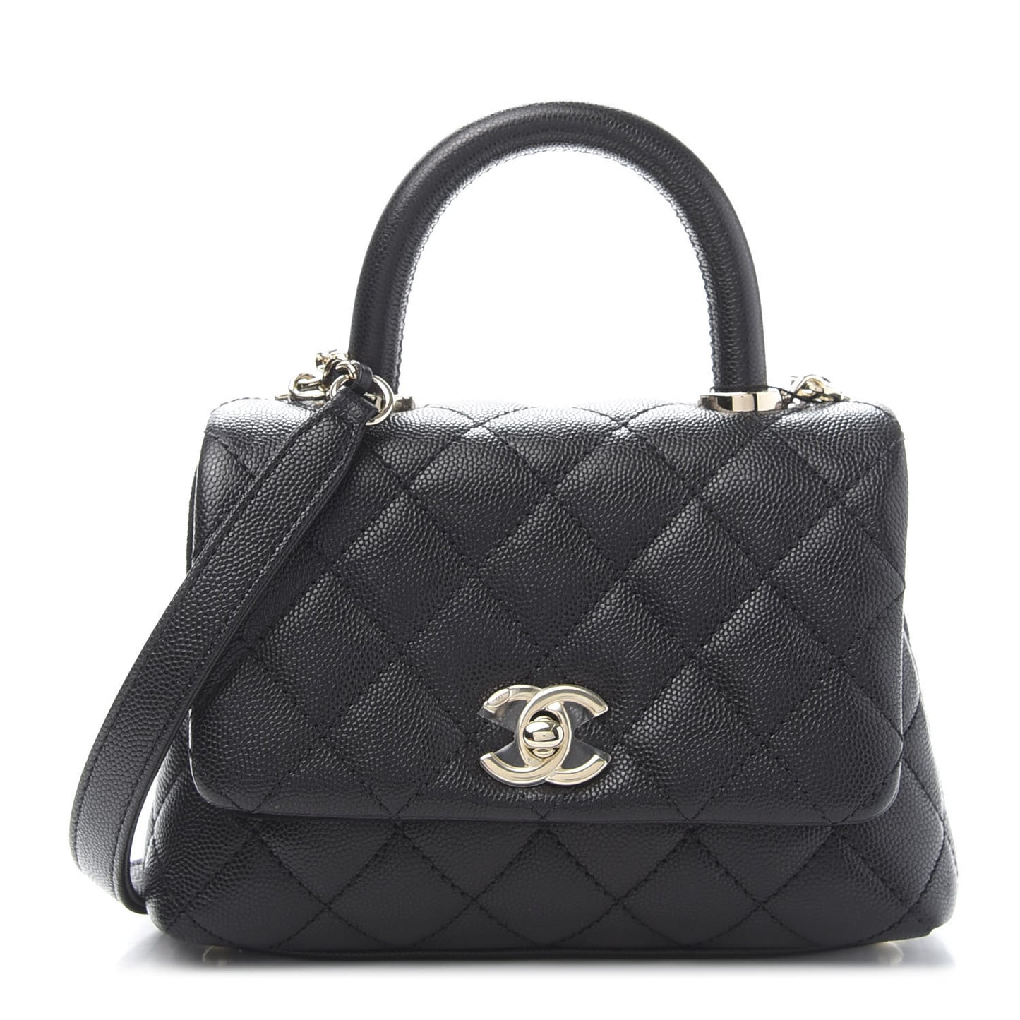 Caviar Quilted Extra Mini Coco Handle Flap Black