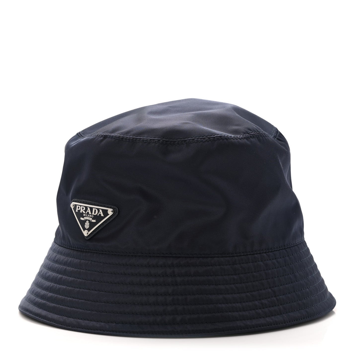 Re-Nylon Metal Triangle Logo Mens Bucket Hat L Navy