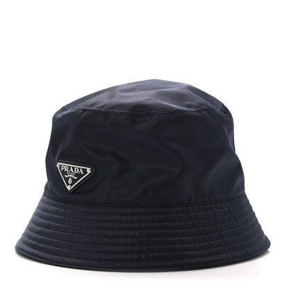 Prada Re-Nylon Metal Triangle Logo Mens Bucket Hat L Navy 1 of 8