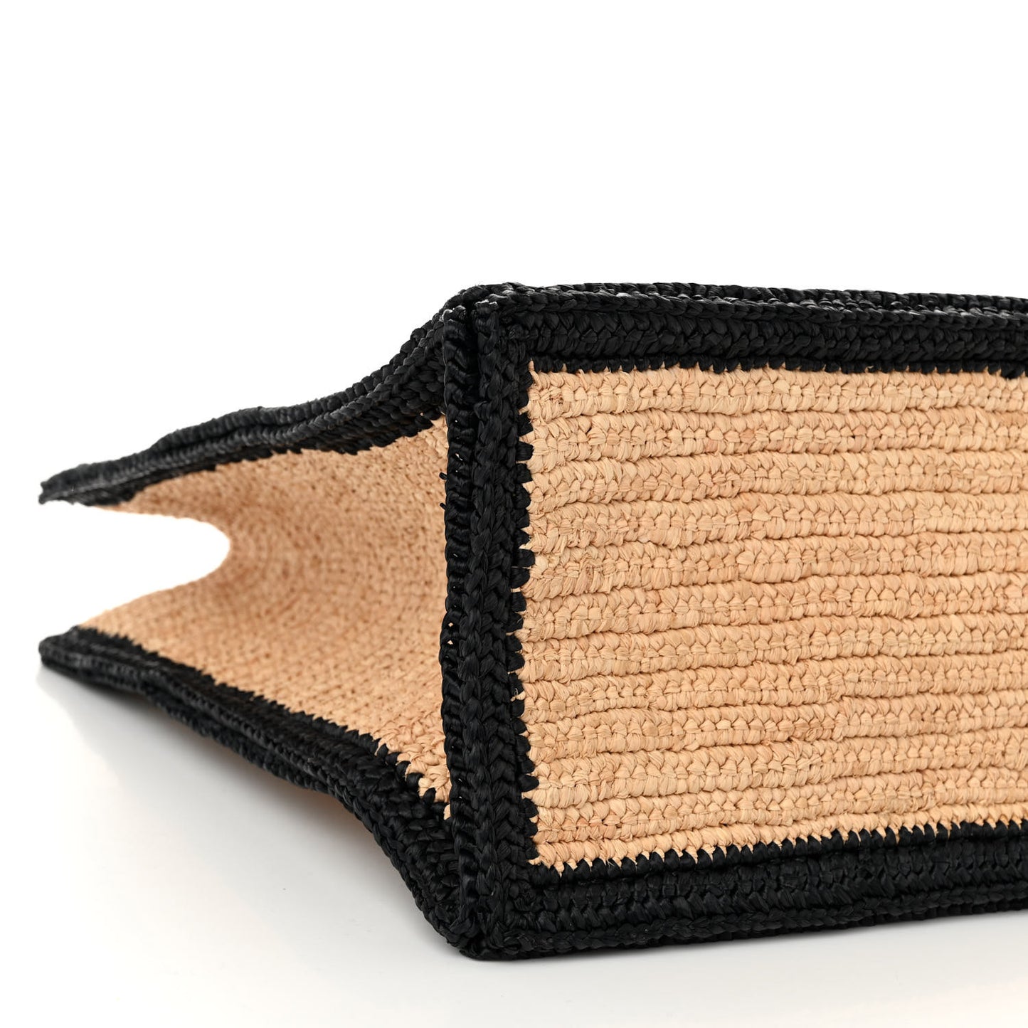 Raffia Calfskin Rive Gauche Tote Naturale Black