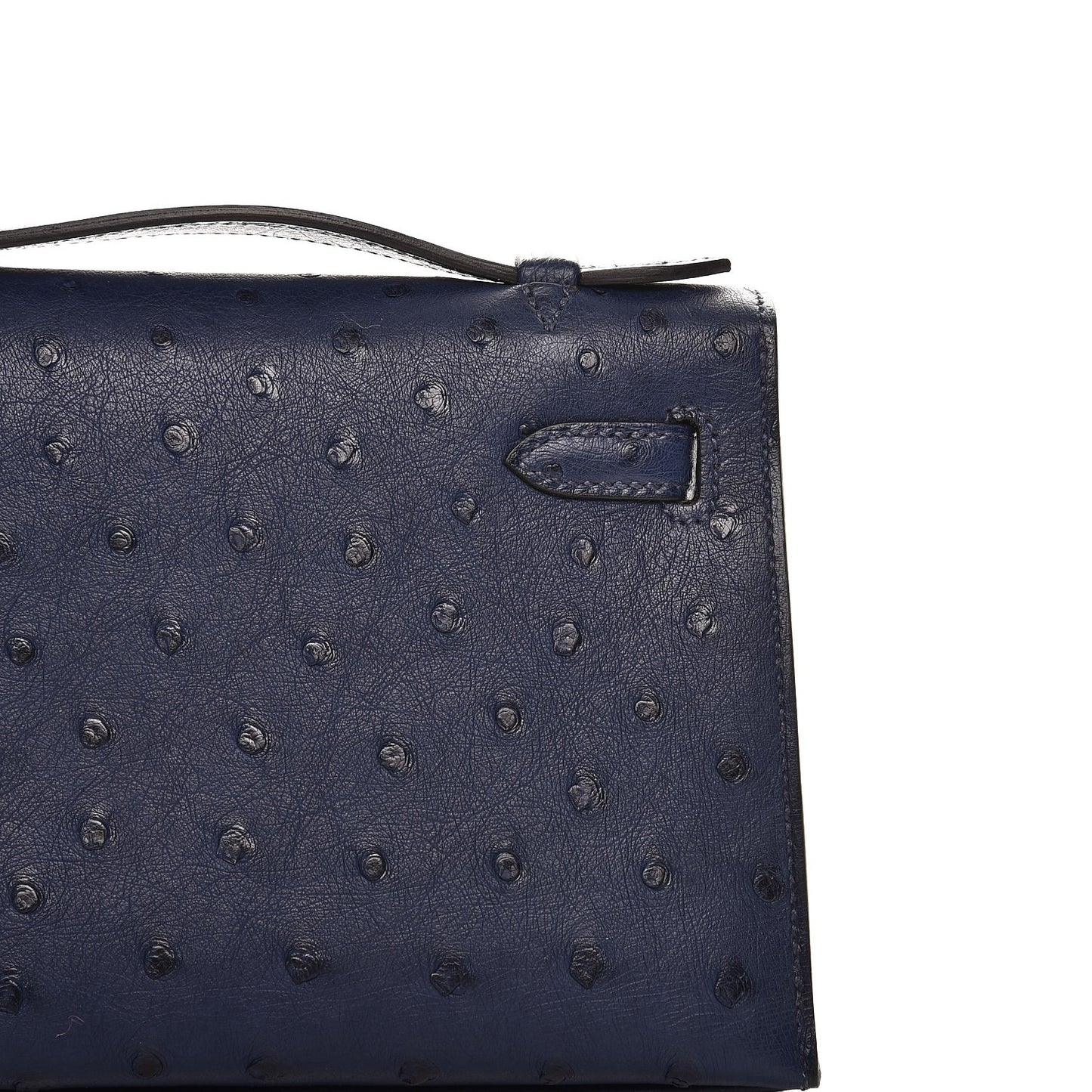 Ostrich Kelly Pochette Bleu Saphir