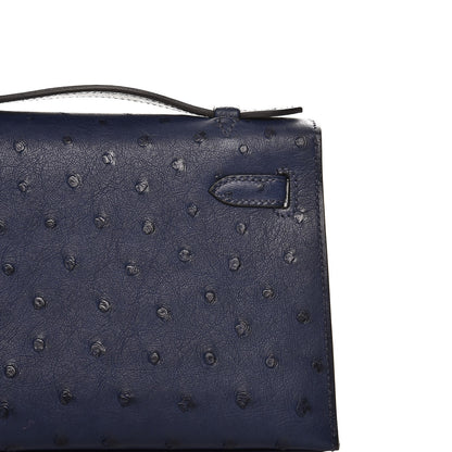 Hermes Ostrich Kelly Pochette Bleu Saphir 19 of 27