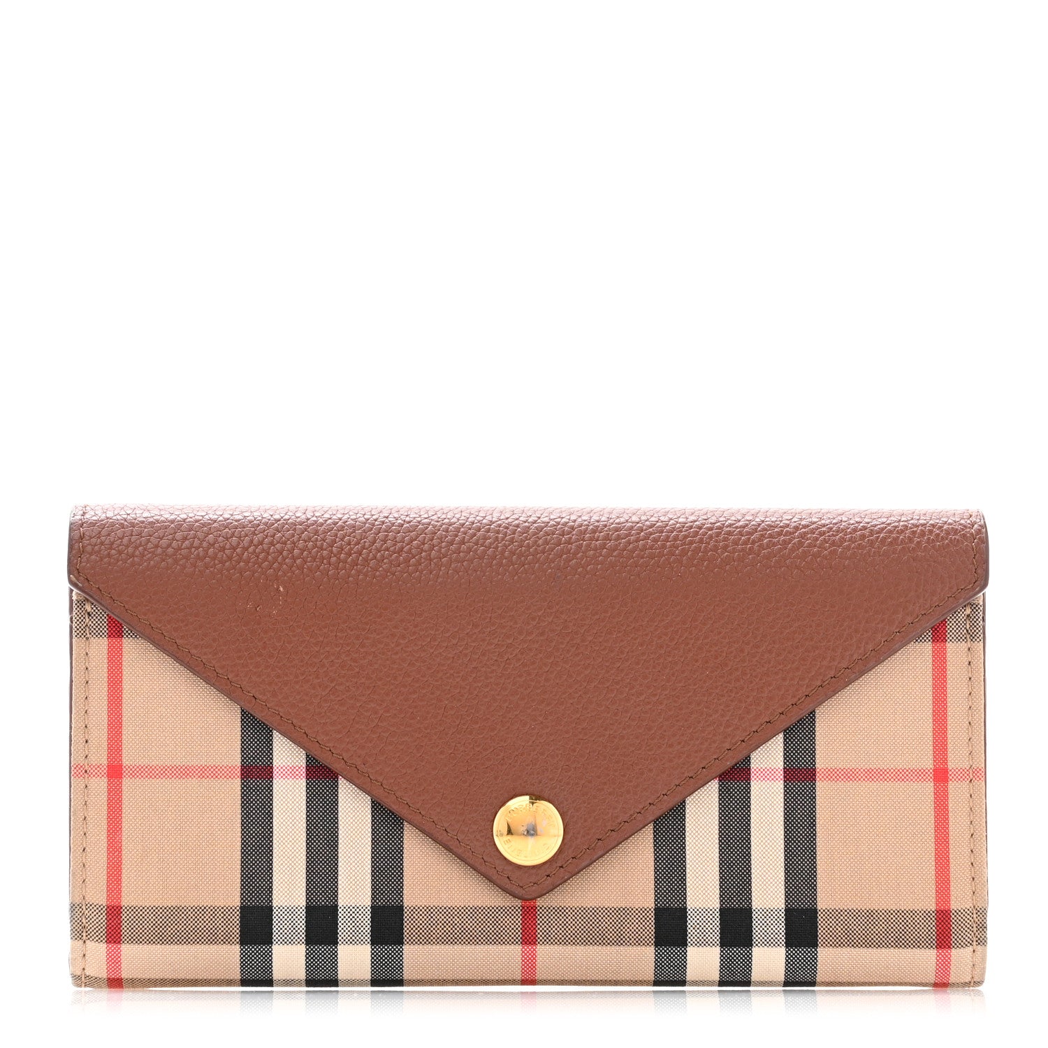 Burberry Vintage Check Grain Calfskin Halton Wallet Tan 1 of 9