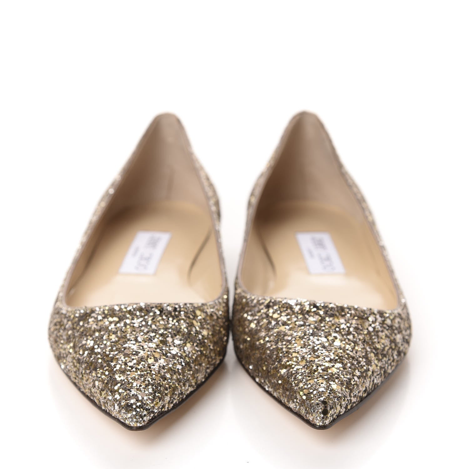 Jimmy Choo Glitter Fabric Alina Flats 38 Antique Gold 2 of 9