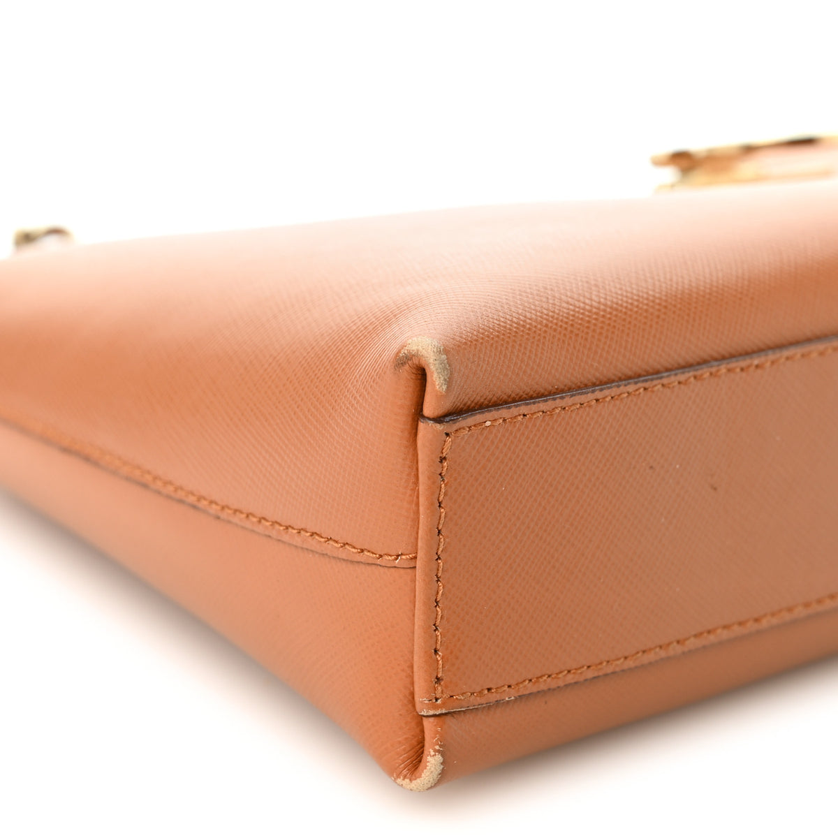 Hammered Calfskin Trifolio Shoulder Bag Brown