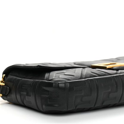 Fendi Nappa FF 1974 Embossed Large Baguette Black 9 of 11