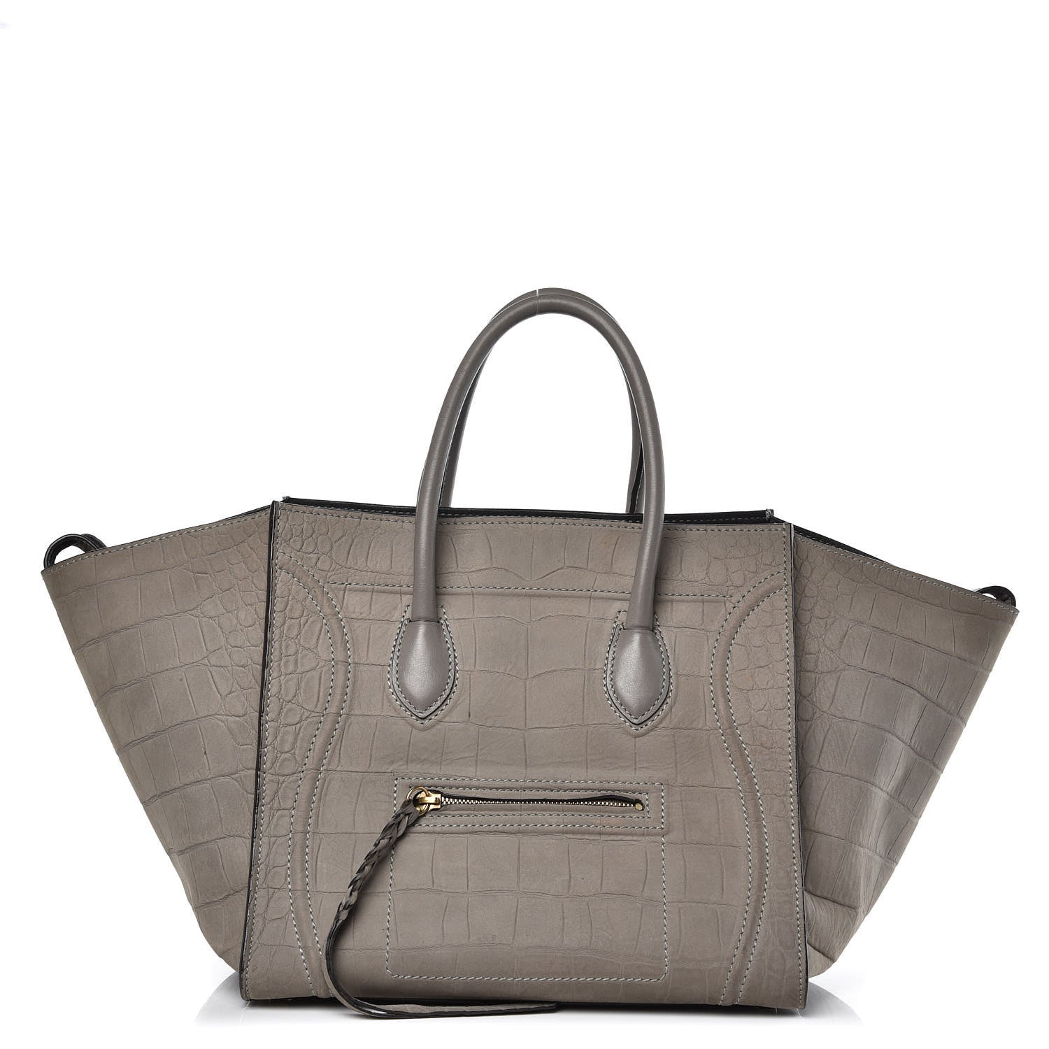 Celine Crocodile Embossed Nubuck Large Phantom Luggage Grey 1 of 18