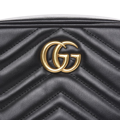Gucci Calfskin Matelasse Mini GG Marmont Chain Shoulder Bag Black 10 of 12