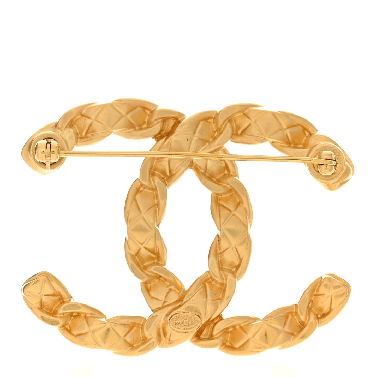 Quilted CC Brooch Gold