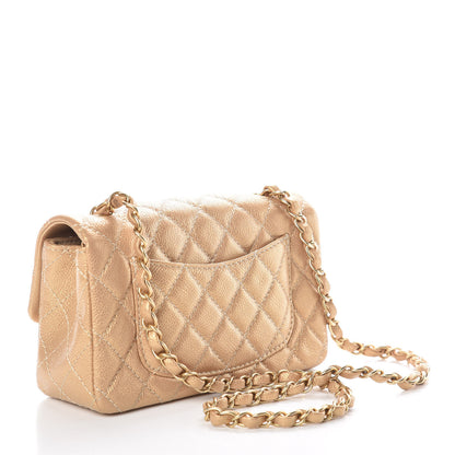 Chanel Pearly Caviar Quilted Mini Rectangular Flap Gold 3 of 10