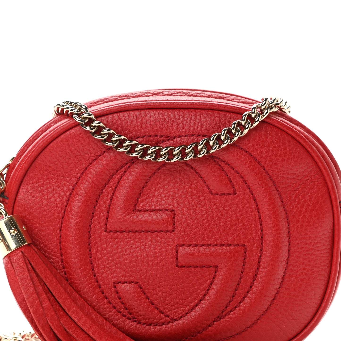Pebbled Calfskin Mini Soho Chain Bag Tabasco Red