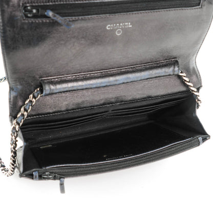 Chanel Aged Calfskin Reissue Wallet On Chain WOC Metallic Black 5 of 8