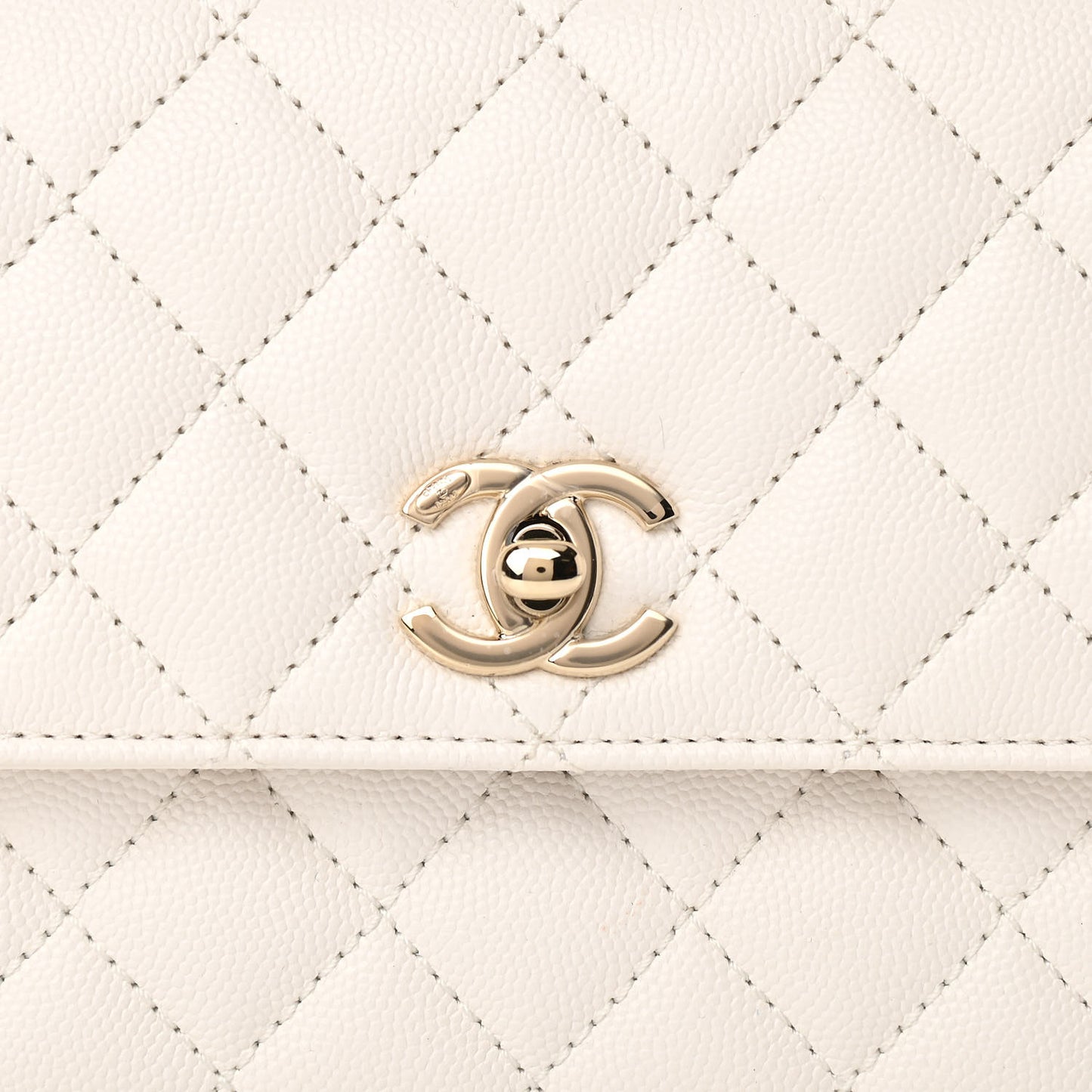 Caviar Quilted Mini Coco Handle Flap White