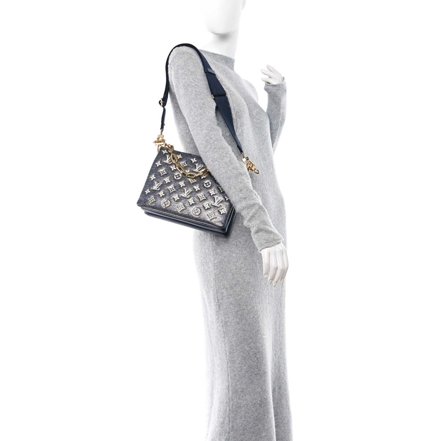 Lambskin Printed Monoglam Coussin PM Blue